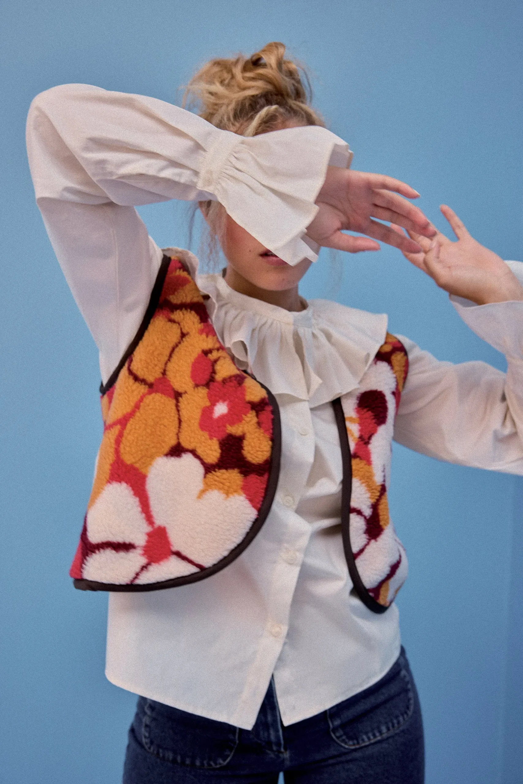 Make My Lemonade GILET RAVEL MOUMOUTE FLEURS ORANGE< Vestes & Manteaux