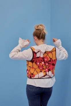 Make My Lemonade GILET RAVEL MOUMOUTE FLEURS ORANGE< Vestes & Manteaux
