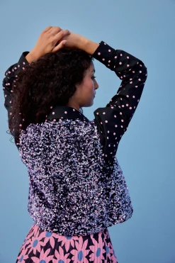 Make My Lemonade GILET RAVEL SEQUINS LILAS< Vestes & Manteaux