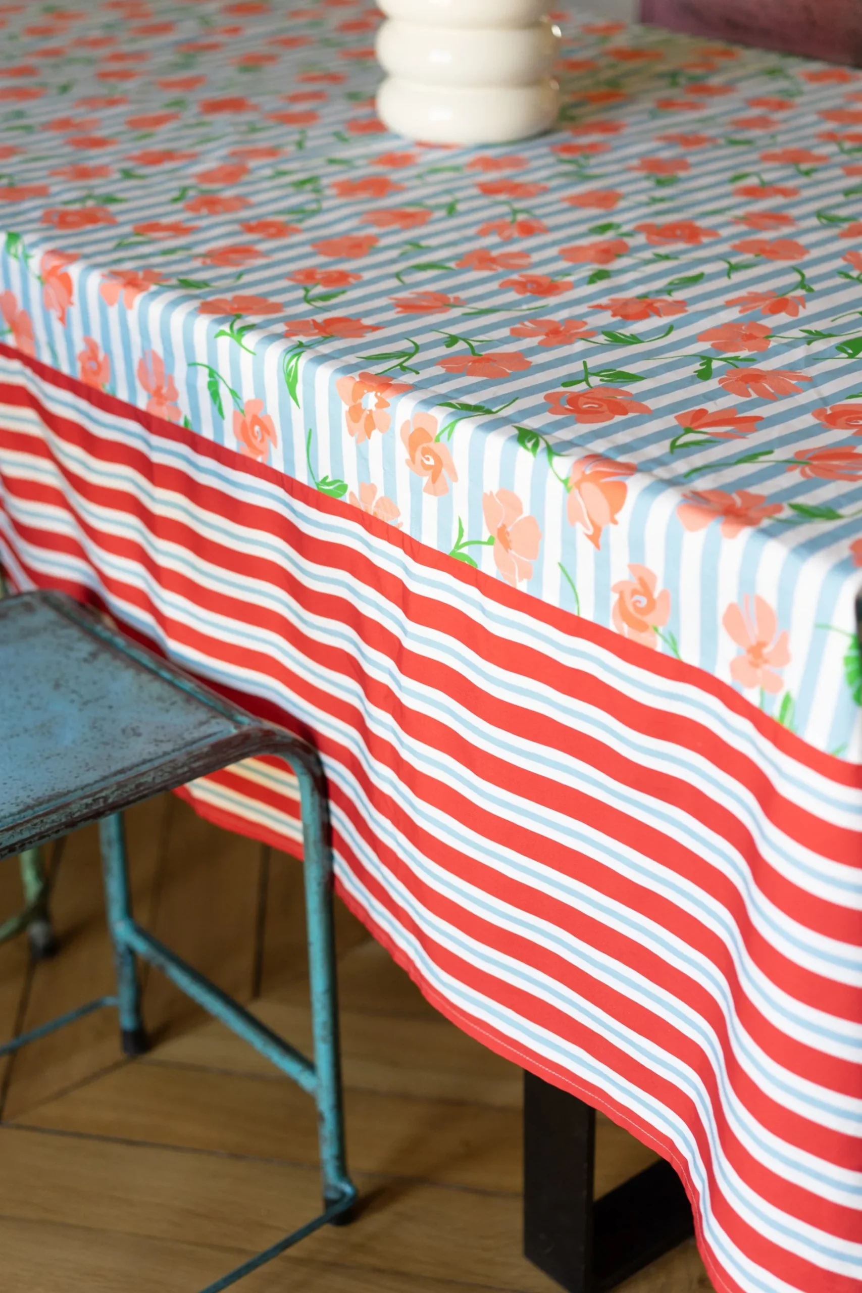 Make My Lemonade NAPPE AMELIA BLUE FLOWERS STRIPES< Art De La Table|Le Linge