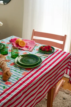 Make My Lemonade NAPPE AMELIA BLUE FLOWERS STRIPES< Art De La Table|Le Linge