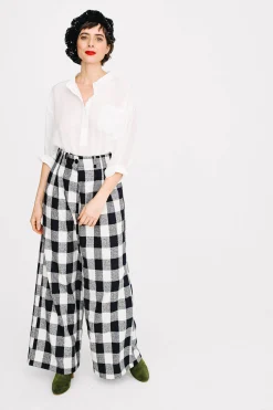 Make My Lemonade PANTALON HARYA VICHY NOIR & BLANC< Pantalons