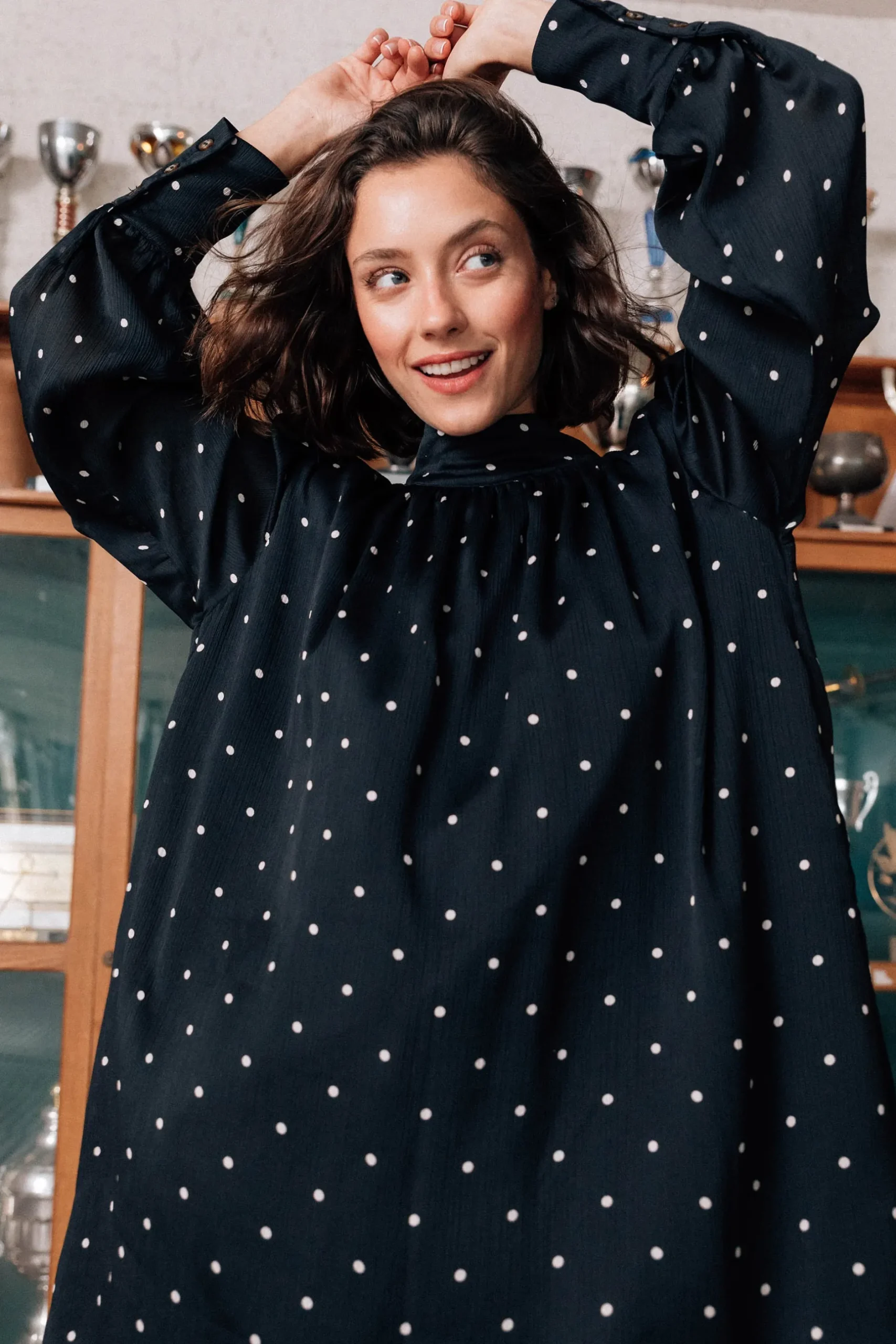 Make My Lemonade ROBE ROMINA BLACK POLKA< Robes & Combis