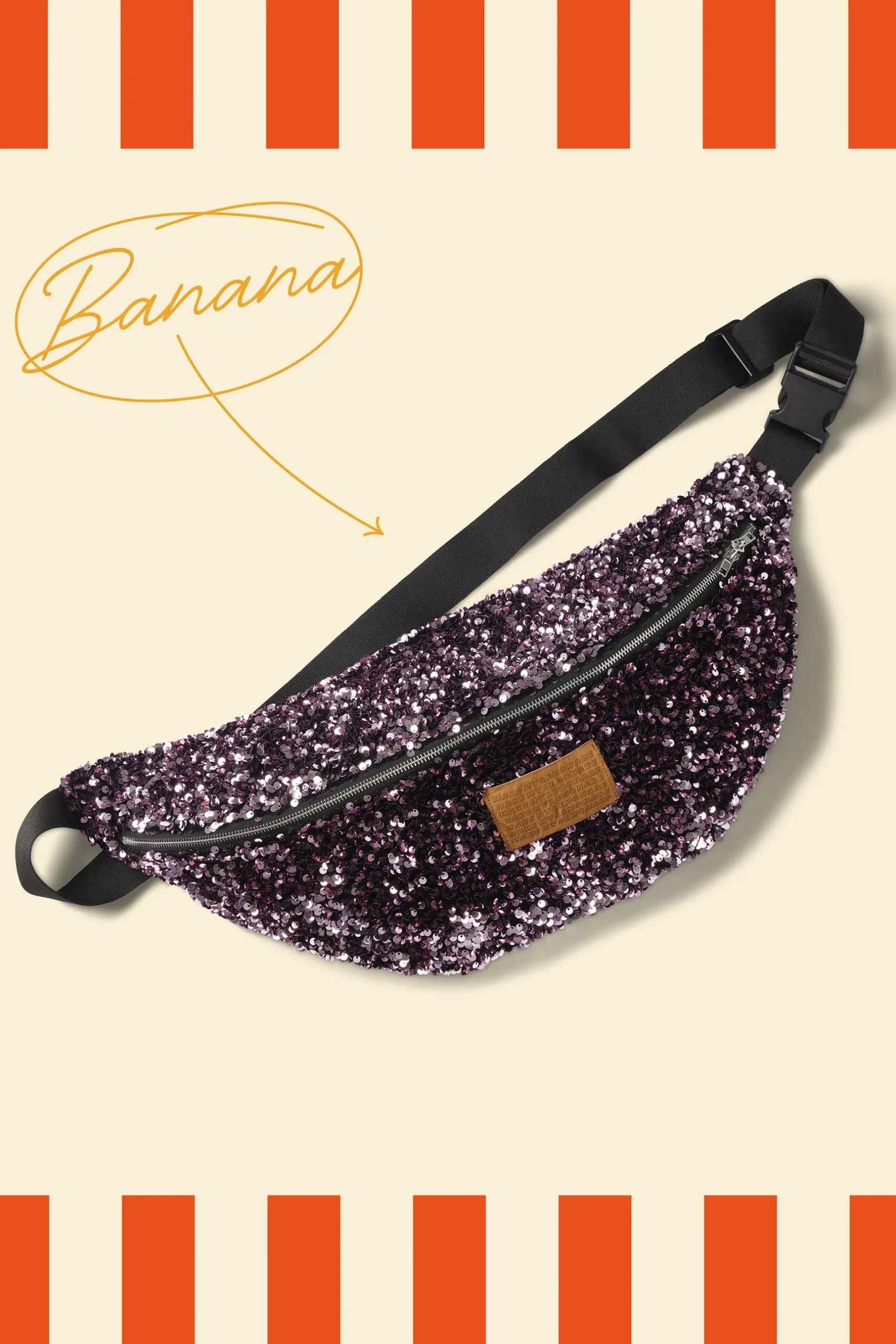 Make My Lemonade SAC BANANA SEQUINS ROSES< Bananes|Sacs & Bananes