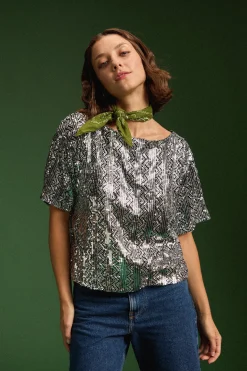 Make My Lemonade TOP SONIA SEQUINS ARGENTE< Tops & T-Shirts