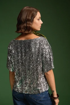 Make My Lemonade TOP SONIA SEQUINS ARGENTE< Tops & T-Shirts