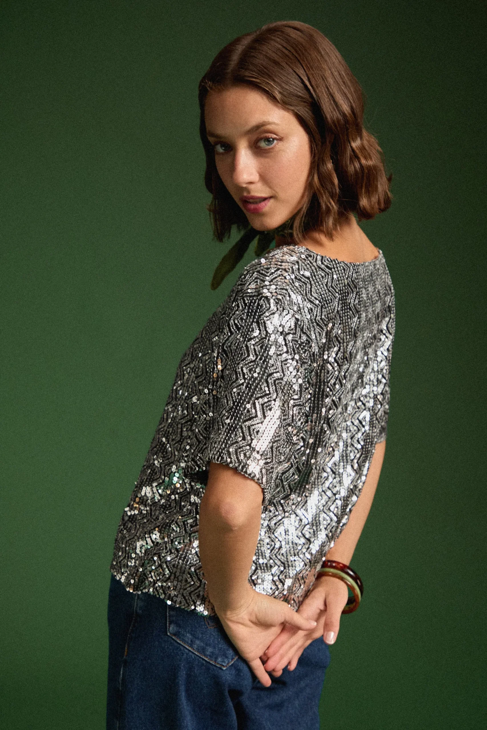 Make My Lemonade TOP SONIA SEQUINS ARGENTE< Tops & T-Shirts